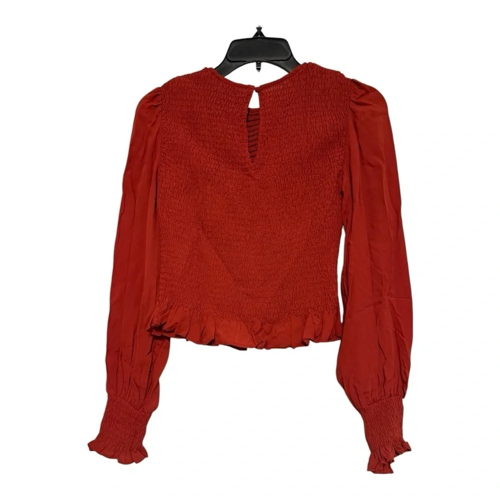 Boden Smocked Bodice Long Sleeve Blouse Burnt Orange Size US 2